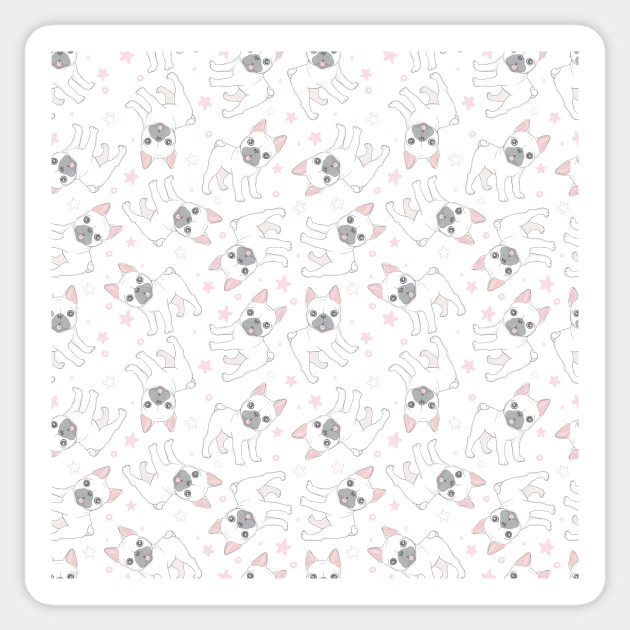 Cute French Bulldog Puppy Dog Pattern Sticker by Printable Pretty